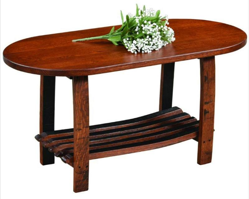 Fighting Creek Oval Barrel Stave Coffee Table