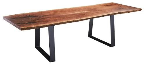Ebony Walnut Live Edge Bookmatch Metro Dining Table
